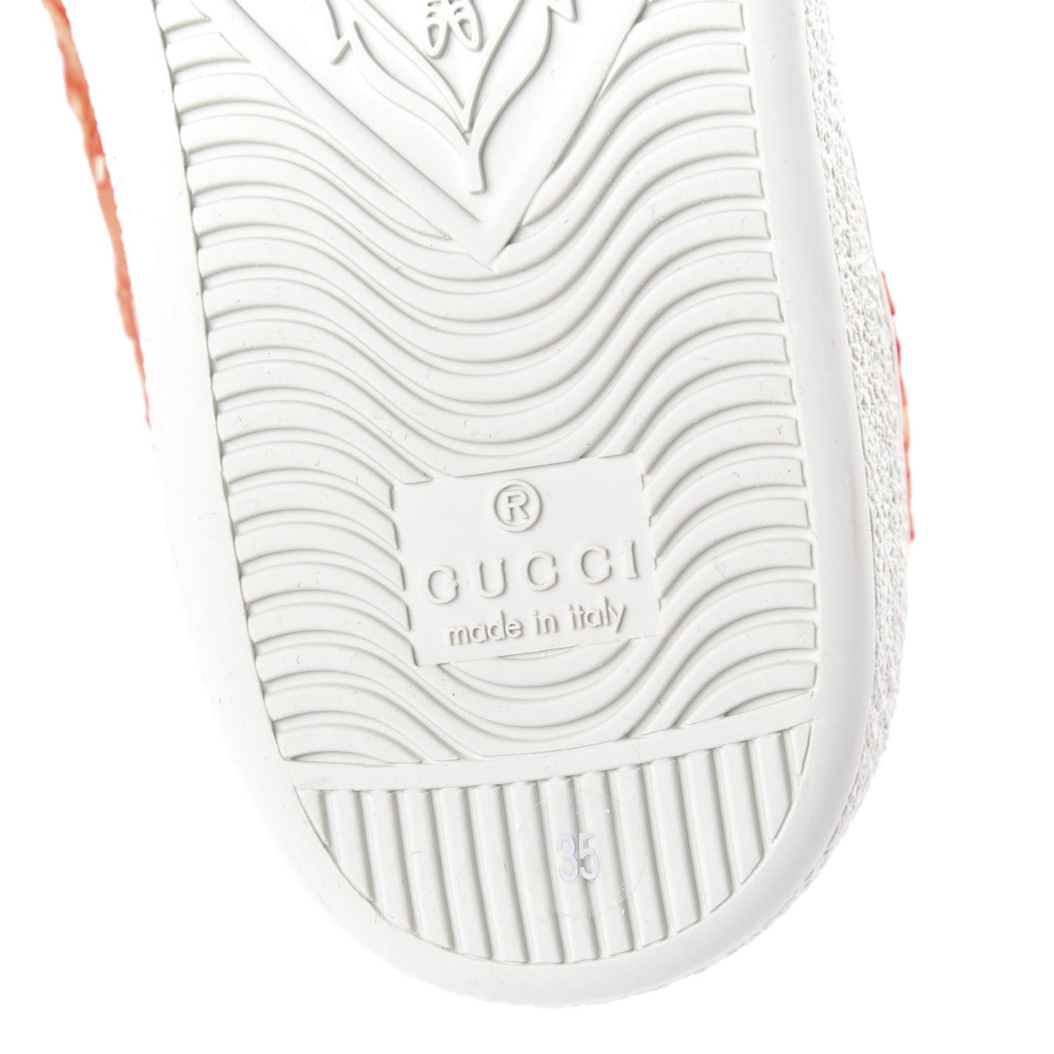 Gucci Lace Crystal Sylvie Web Flower Leaf Womens Ace Sneakers 35.5 Hot Orange Tan Beige 6 of 7
