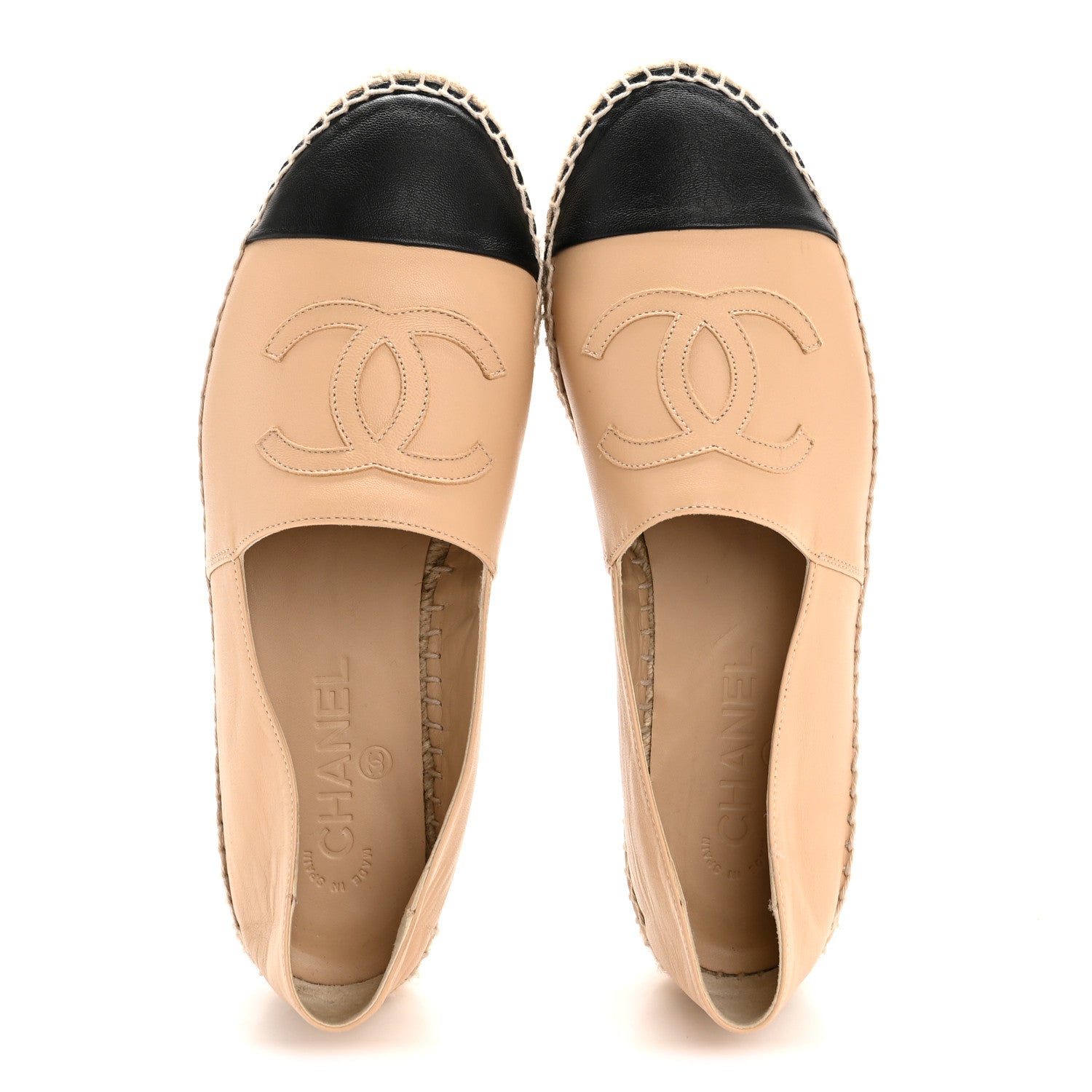 Chanel Lambskin CC Espadrilles 39 Beige Black 2 of 10