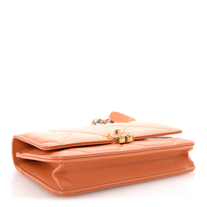 Chanel Lambskin Quilted Chanel 19 Wallet On Chain WOC Orange 4 of 12