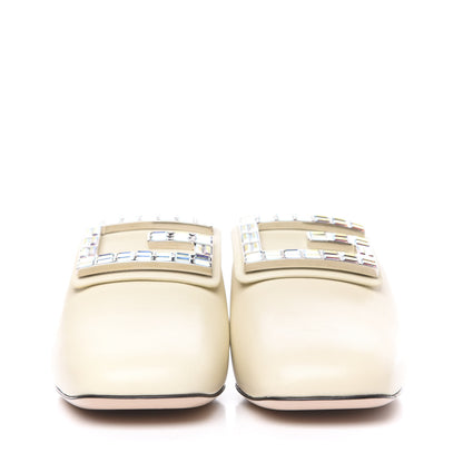Gucci Malaga Kid Crystal Square G Madelyn Mules 37.5 Vintage White 2 of 9