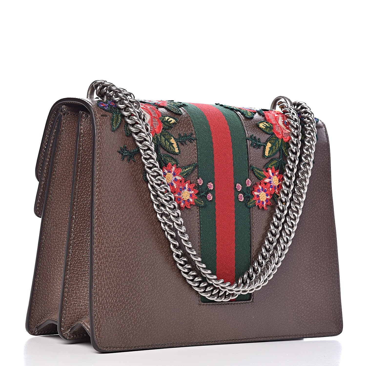 Gucci Calfskin Web Owl Embroidered Medium Dionysus Shoulder Bag New Acero Multicolor 3 of 10