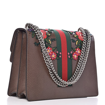 Gucci Calfskin Web Owl Embroidered Medium Dionysus Shoulder Bag New Acero Multicolor 3 of 10