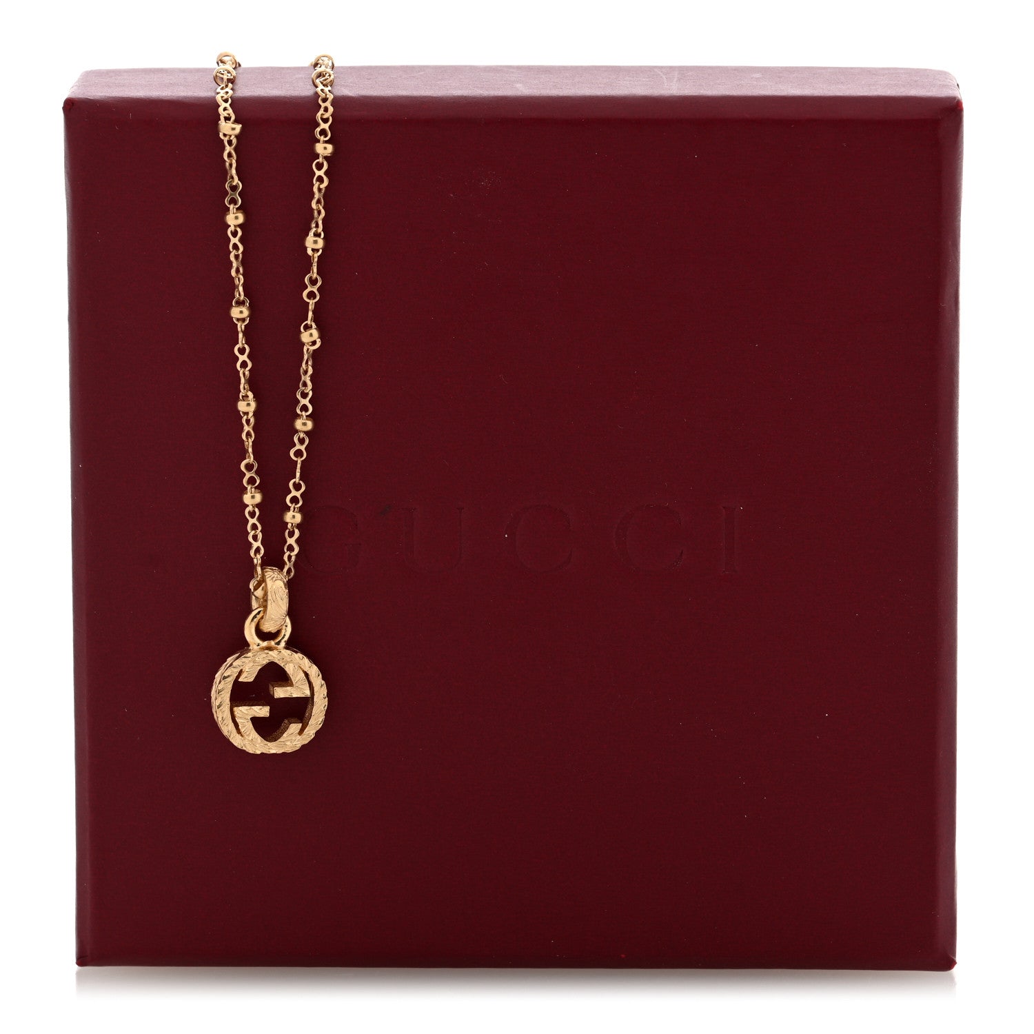 Gucci 18K Yellow Gold Running GG Pendant Necklace 5 of 5