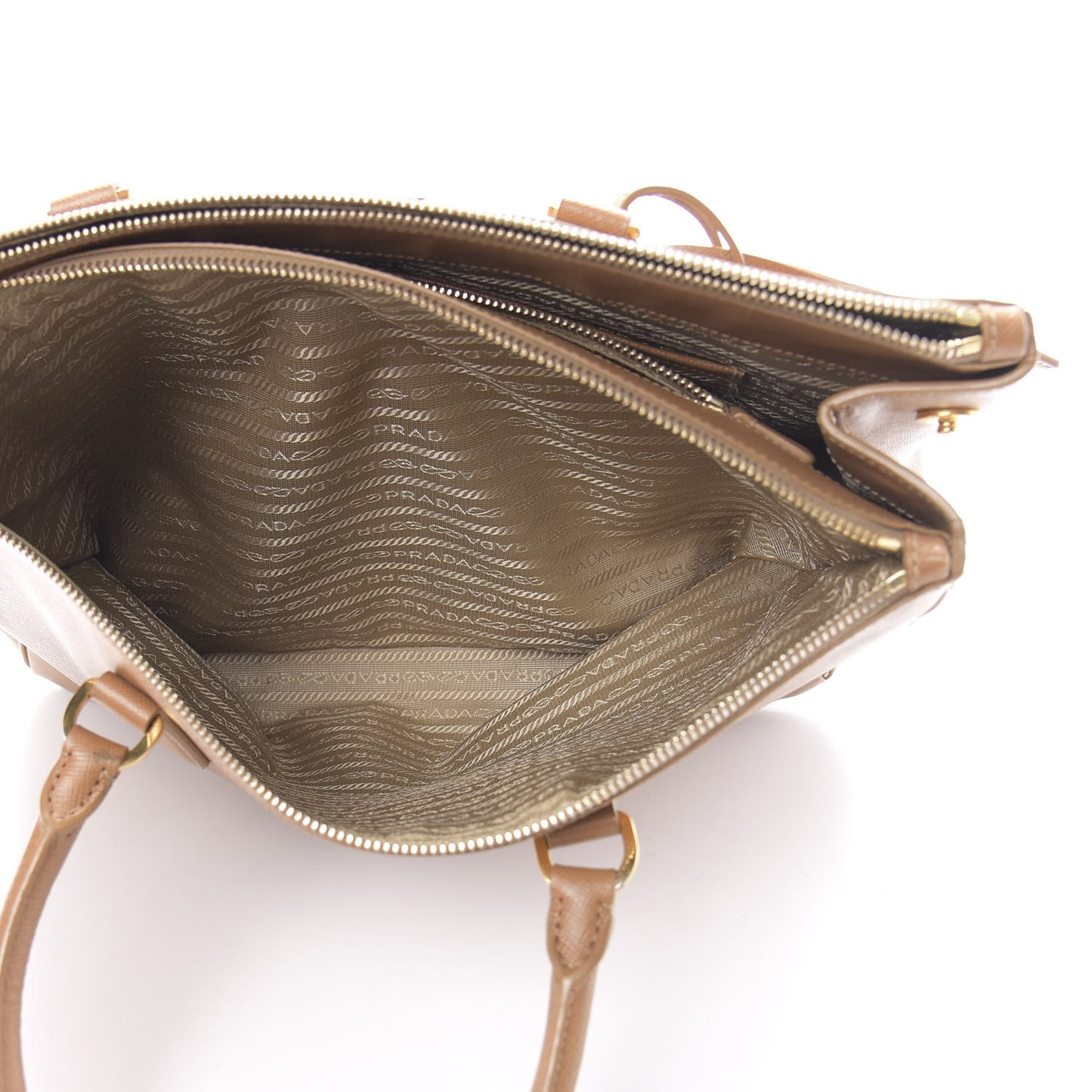 Saffiano Large Galleria Double Zip Tote Caramel