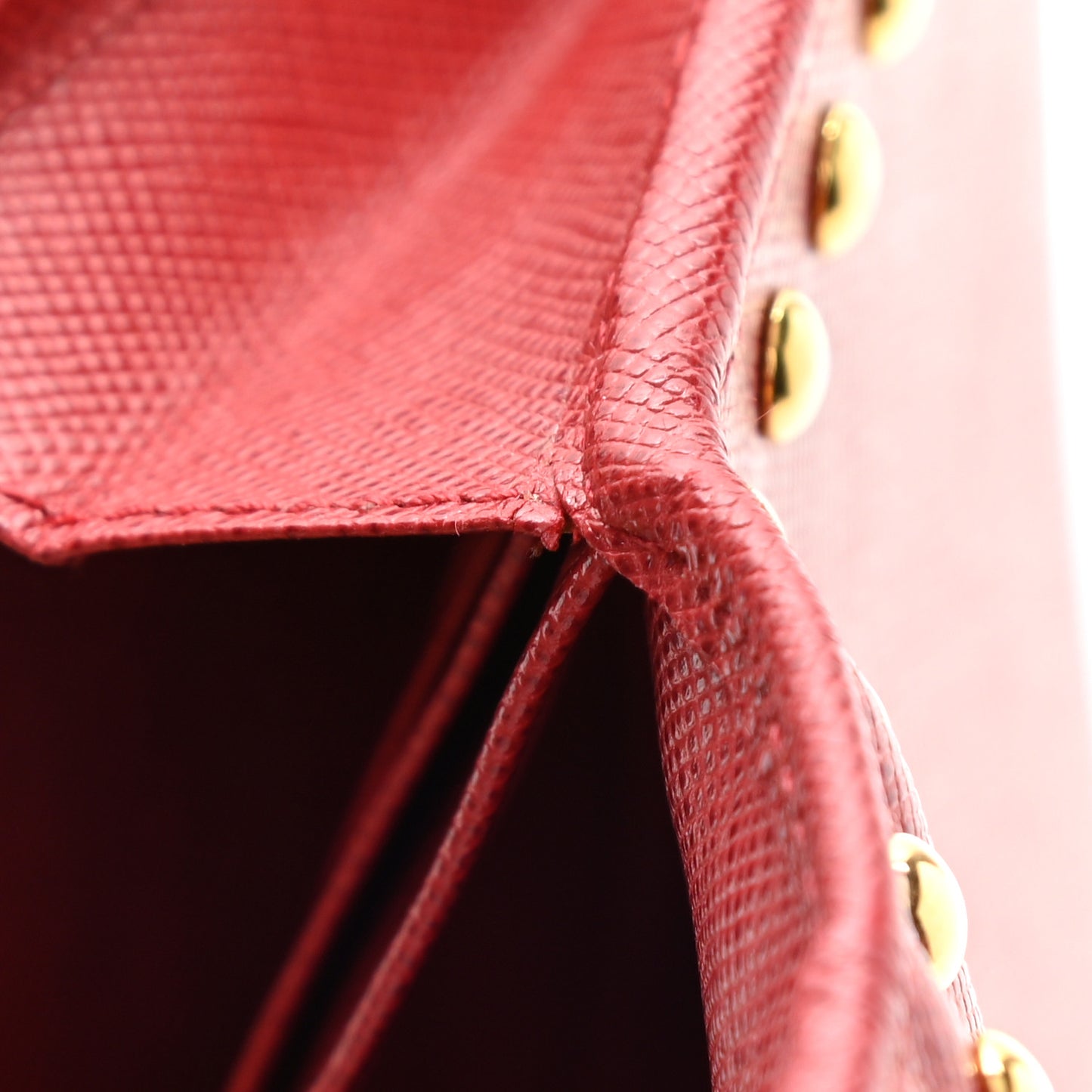 Saffiano Studded Continental Flap Wallet Red