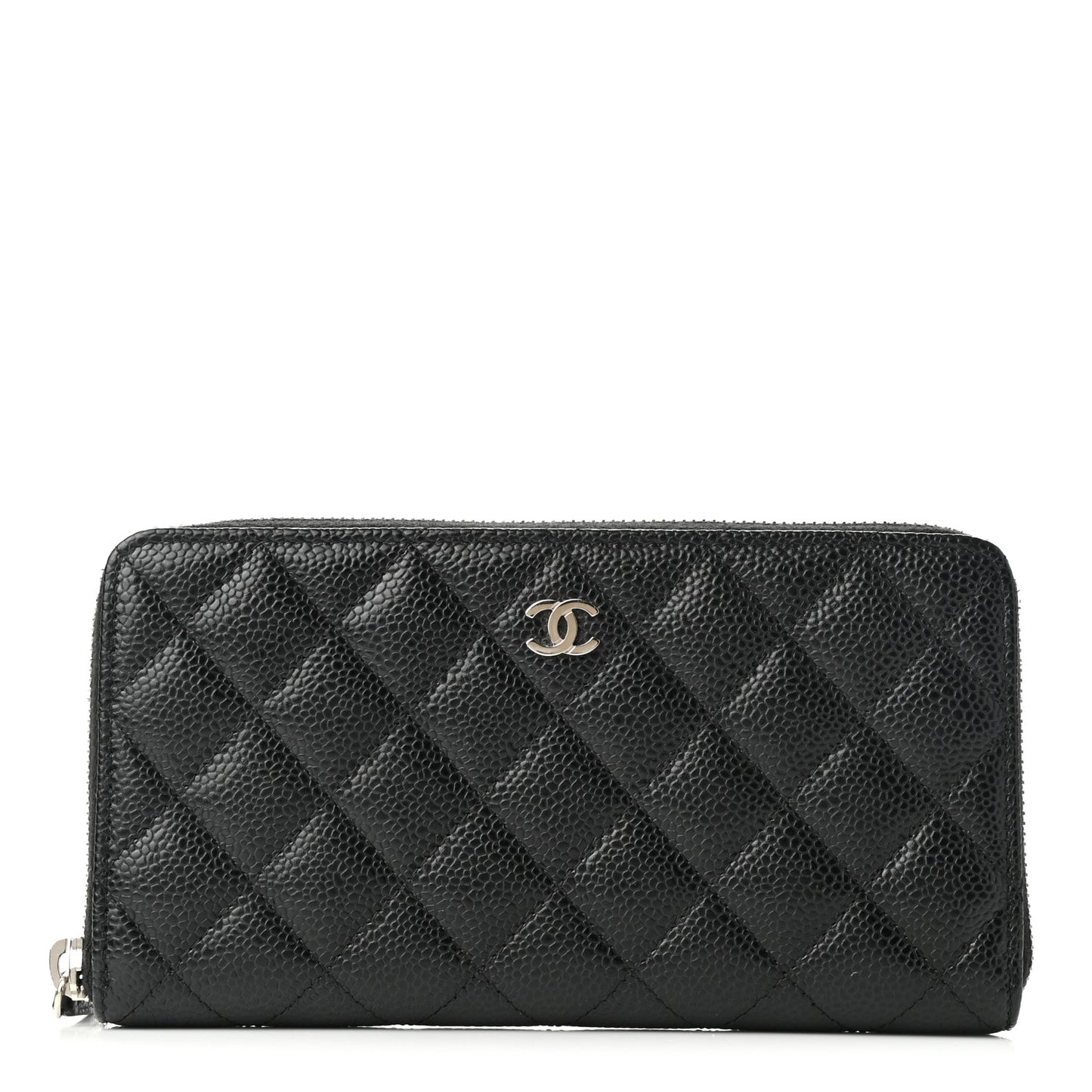 Caviar Quilted Large Gusset Zip Around Wallet Black