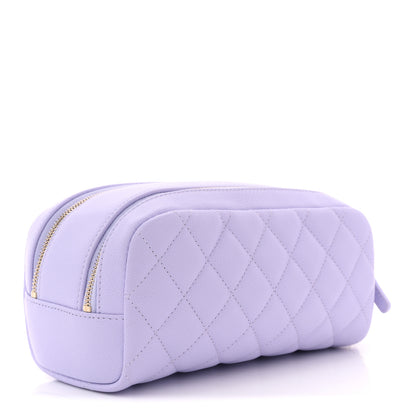 Chanel Caviar Quilted Toiletry Case With Chain Light Purple 3 of 8