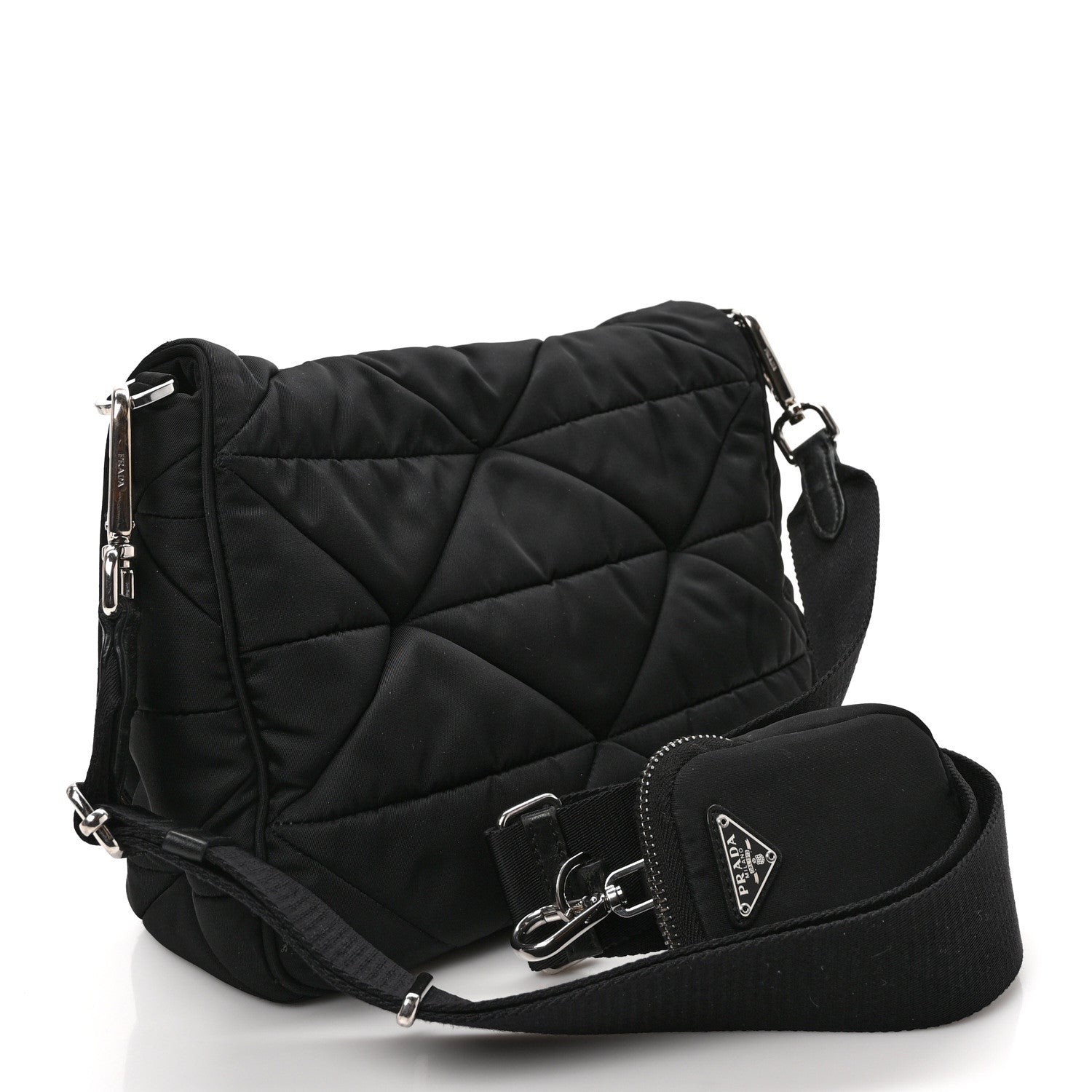 Prada Re-Nylon Quilted Padded Flap Shoulder Bag Black 3 of 8