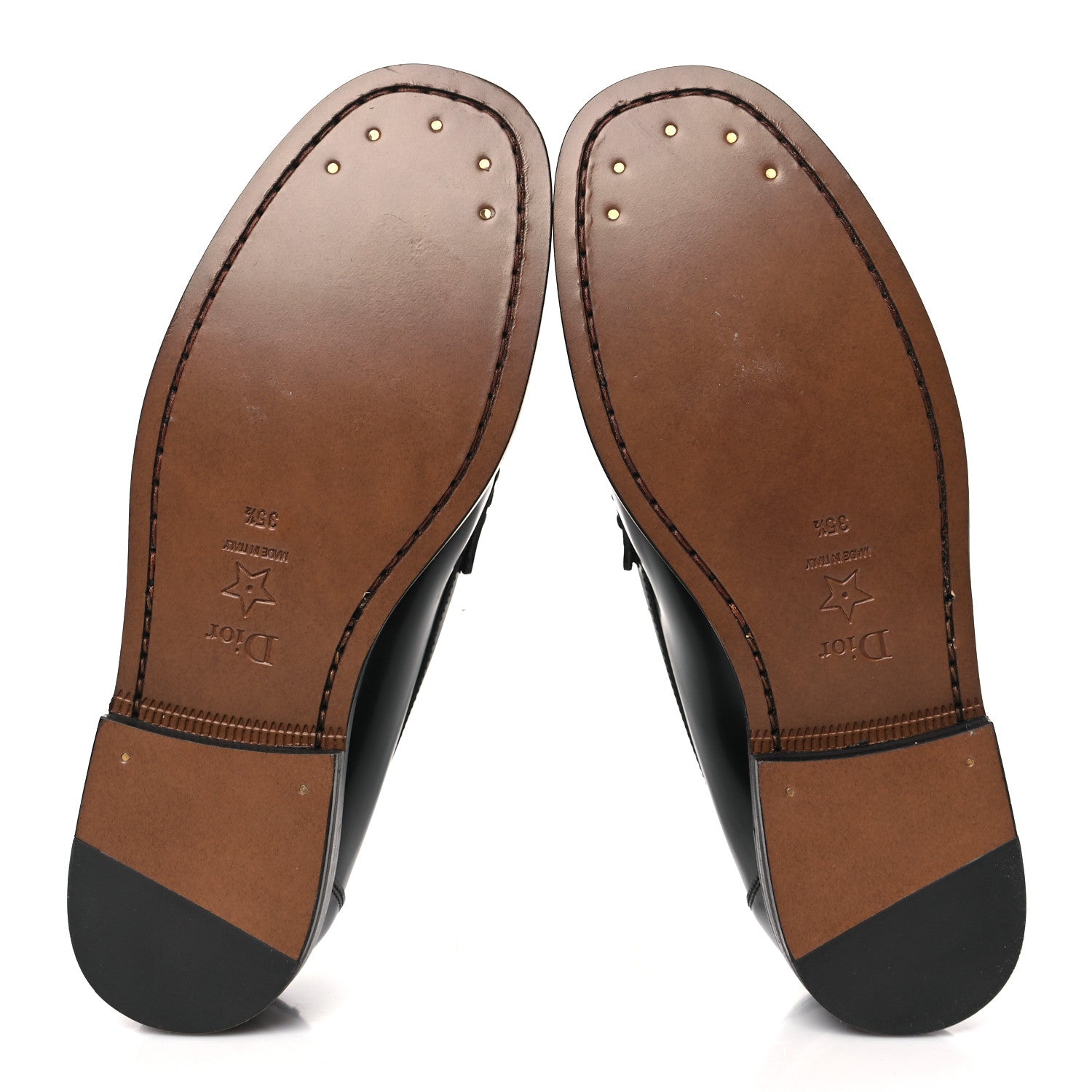 Christian Dior Brushed Calfskin The D-Academy Loafers 35.5 Black