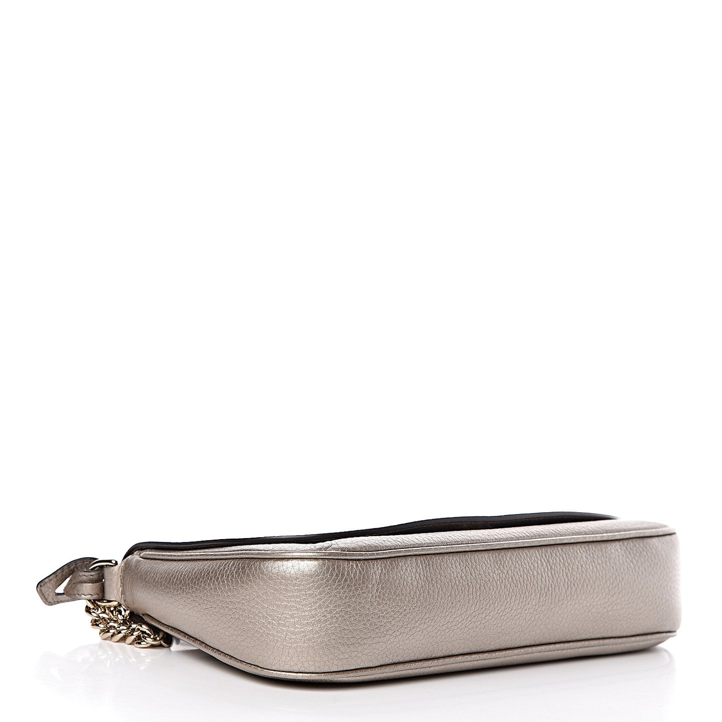 Metallic Pebbled Calfskin Medium Soho Flap Crossbody Golden Beige
