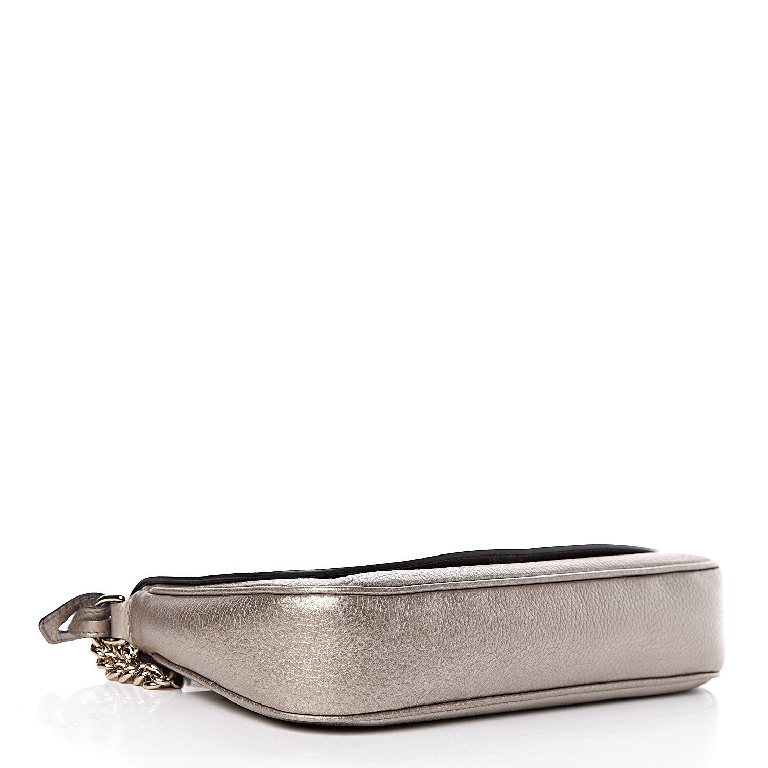 Gucci Metallic Pebbled Calfskin Medium Soho Flap Crossbody Golden Beige 4 of 11