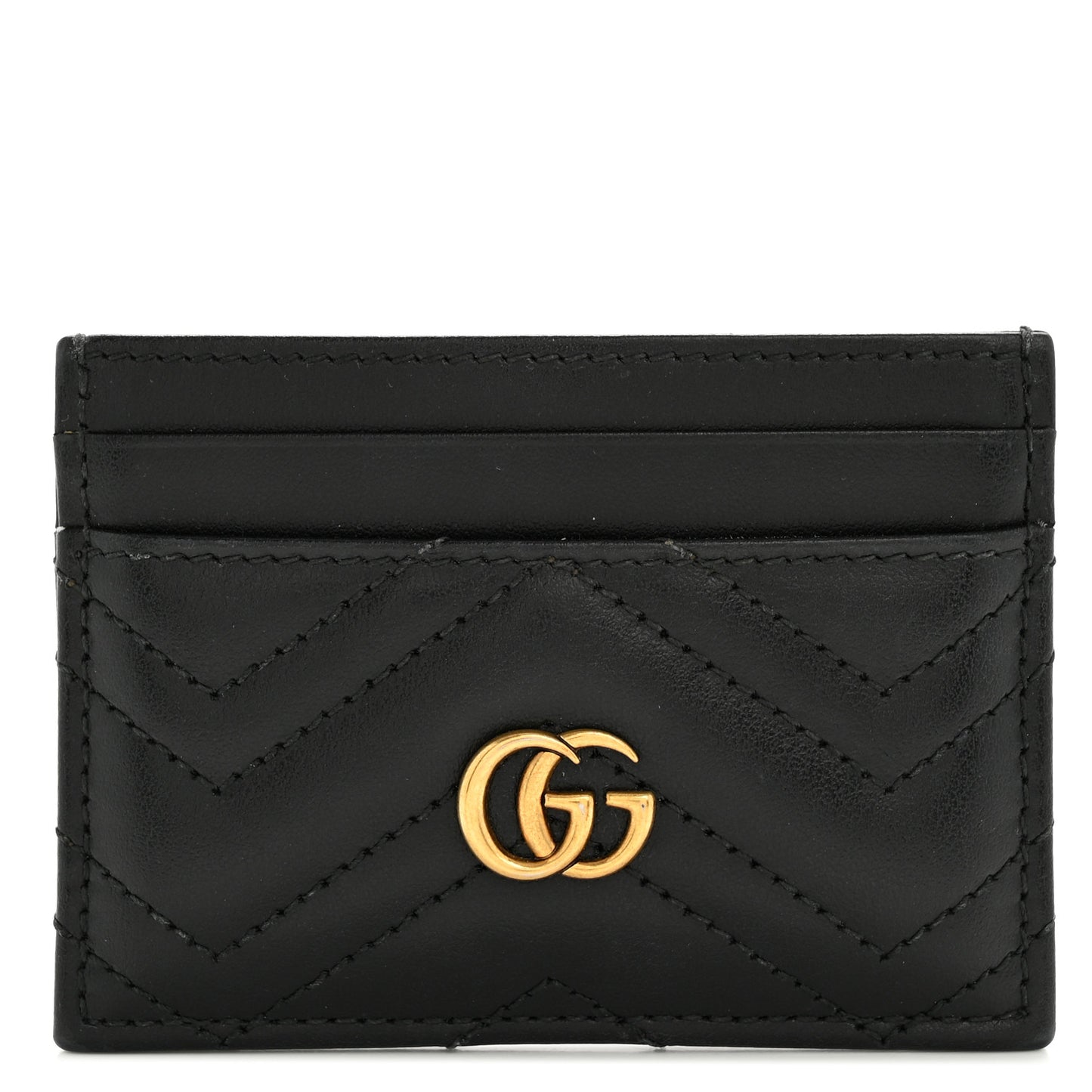 Calfskin Matelasse GG Marmont Card Holder Black
