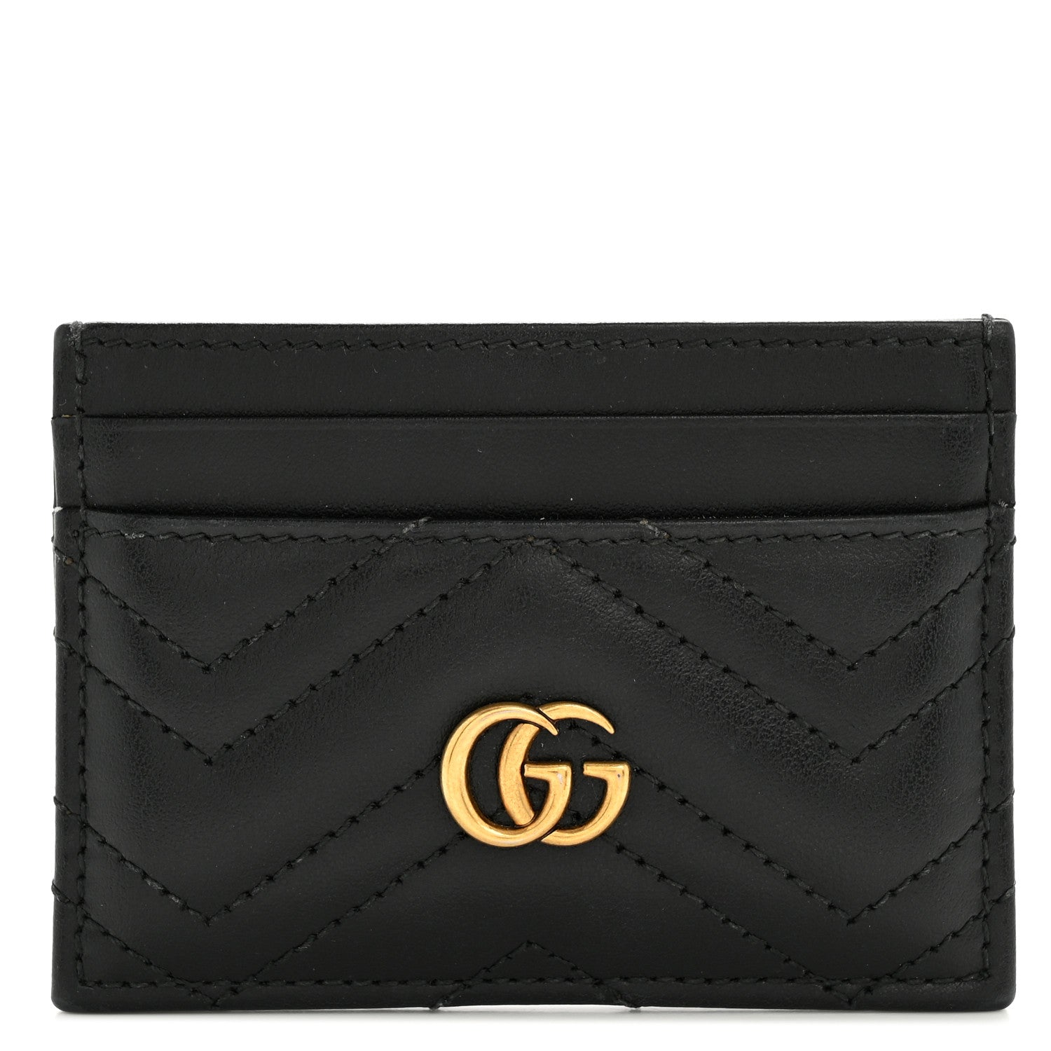 Gucci Calfskin Matelasse GG Marmont Card Holder Black 1 of 10