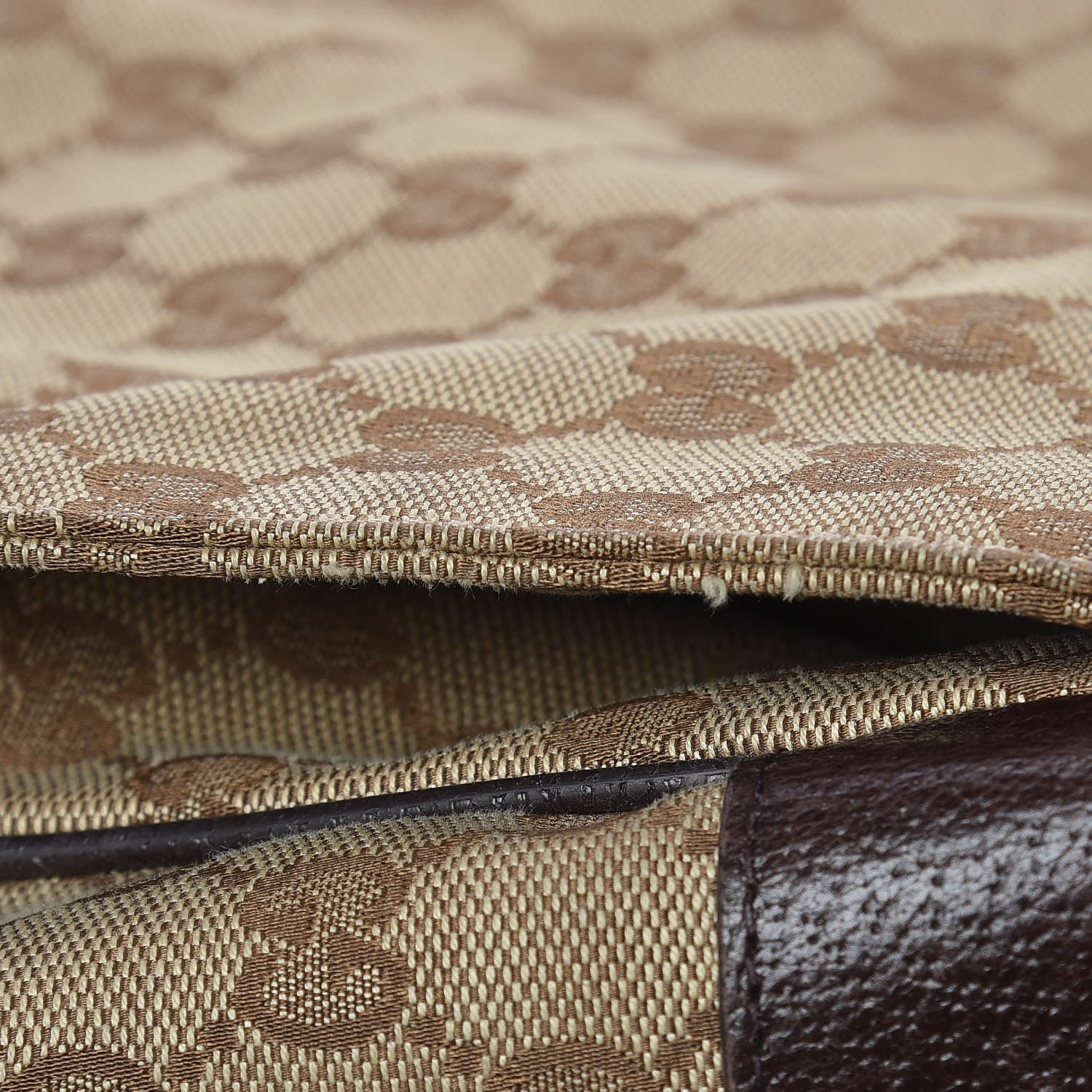 Gucci Monogram Small Flap Messenger Bag Beige Dark Brown 10 of 12