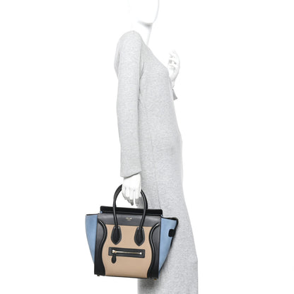 Celine Baby Grained Calfskin Nubuck Micro Tri-Color Luggage Medium Blue 2 of 11