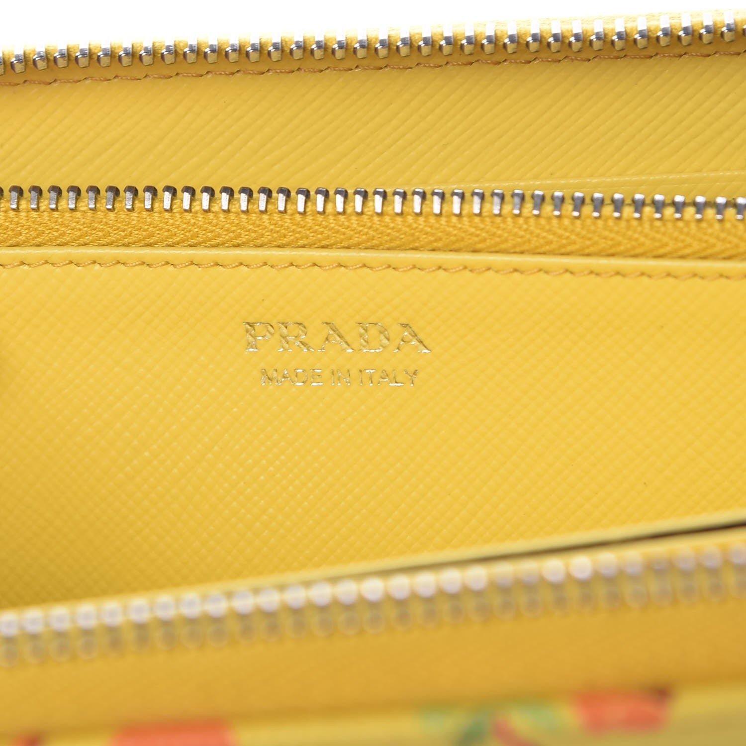 Prada Saffiano Palm Tree Print Zip Around Wallet Giallo 6 of 8