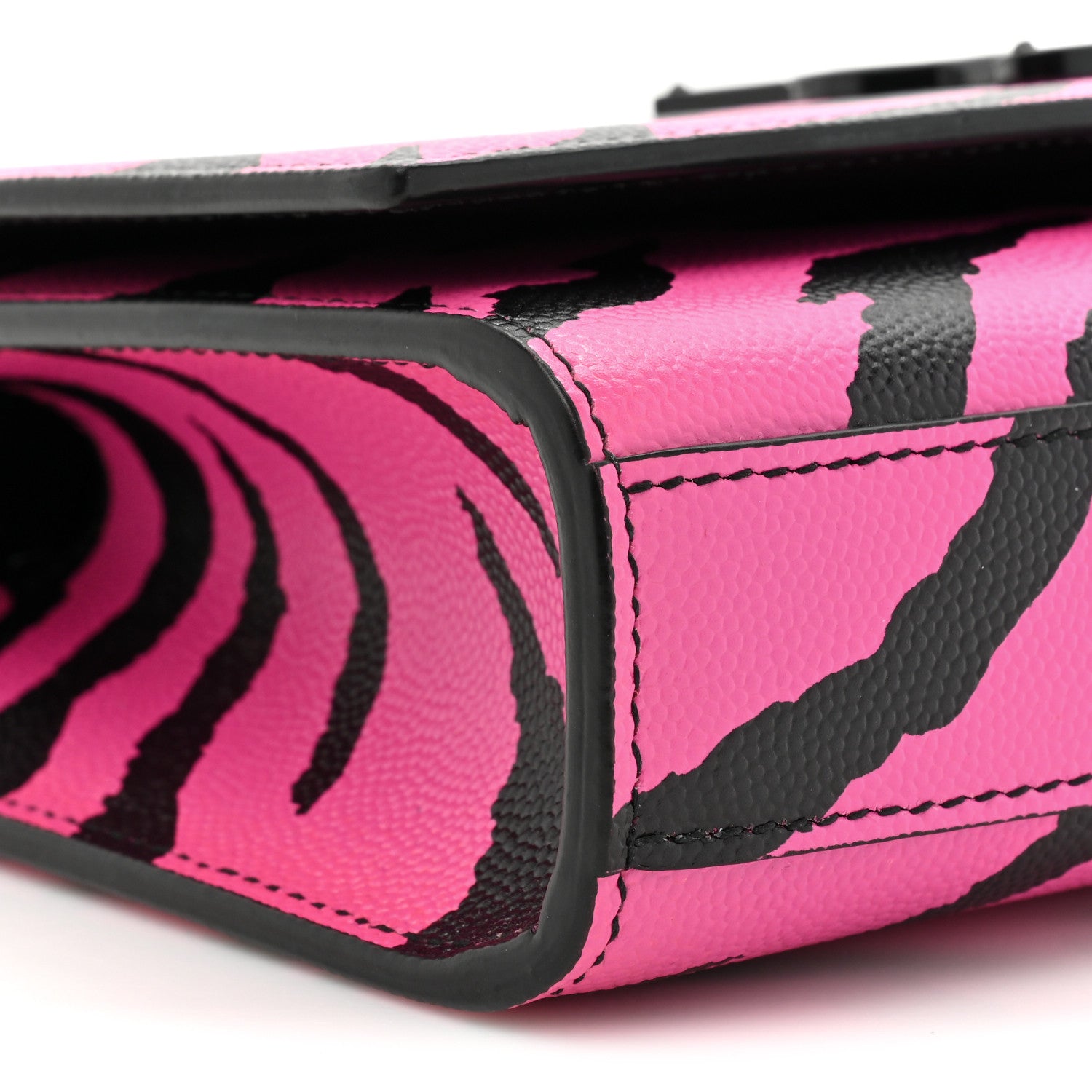 Saint Laurent Grain De Poudre Zebra Print Small Monogram Kate Satchel Fuxia Black 8 of 13