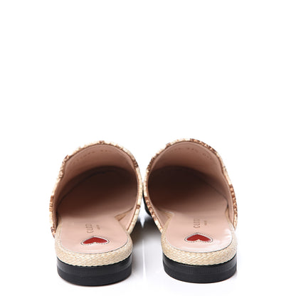 Gucci Straw Elaphe Womens Princetown Slippers 37.5 Natural 7 of 10