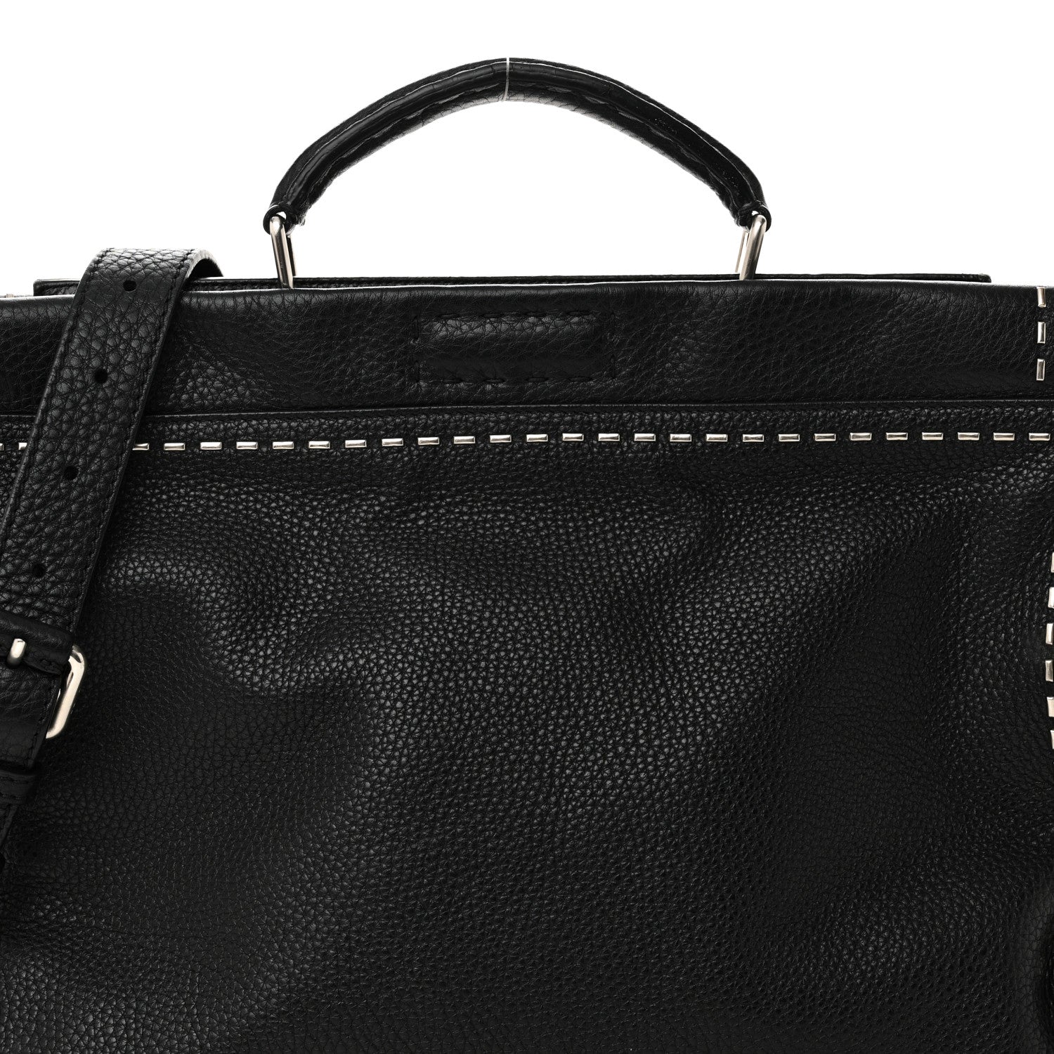Fendi Cuoio Romano Selleria Studded Large Peekaboo Iconic Fit Satchel Black 8 of 10