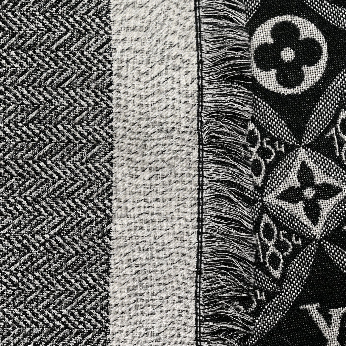 Silk Wool Jacquard Since 1854 Monogram Shawl Gray