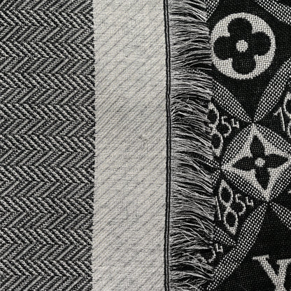 Louis Vuitton Silk Wool Jacquard Since 1854 Monogram Shawl Gray 5 of 6