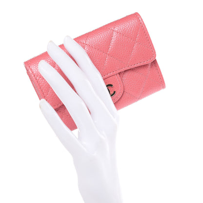 Chanel Metallic Caviar Quilted Flap Card Holder Pink 2 of 9