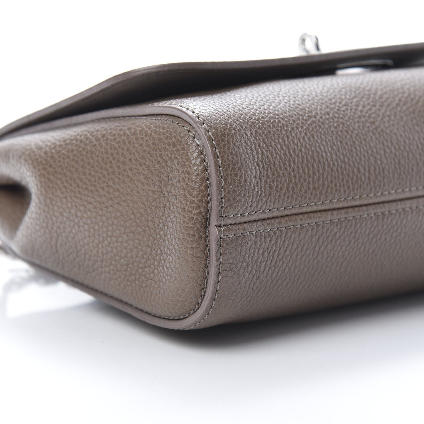 Glossy Goatskin Small Lily Flap Taupe