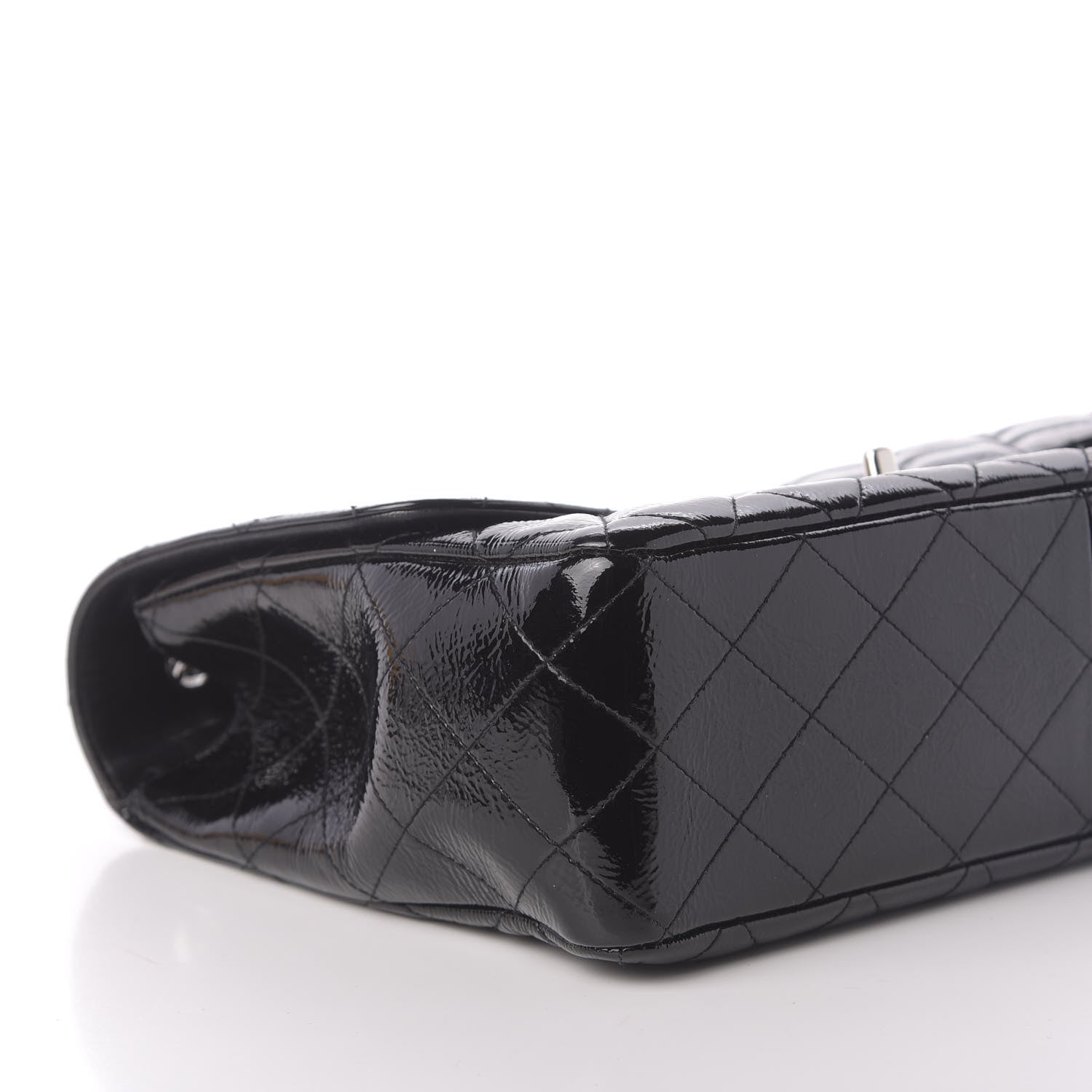 Chanel Distressed Patent Quilted Jumbo Single Flap Black 7 of 12