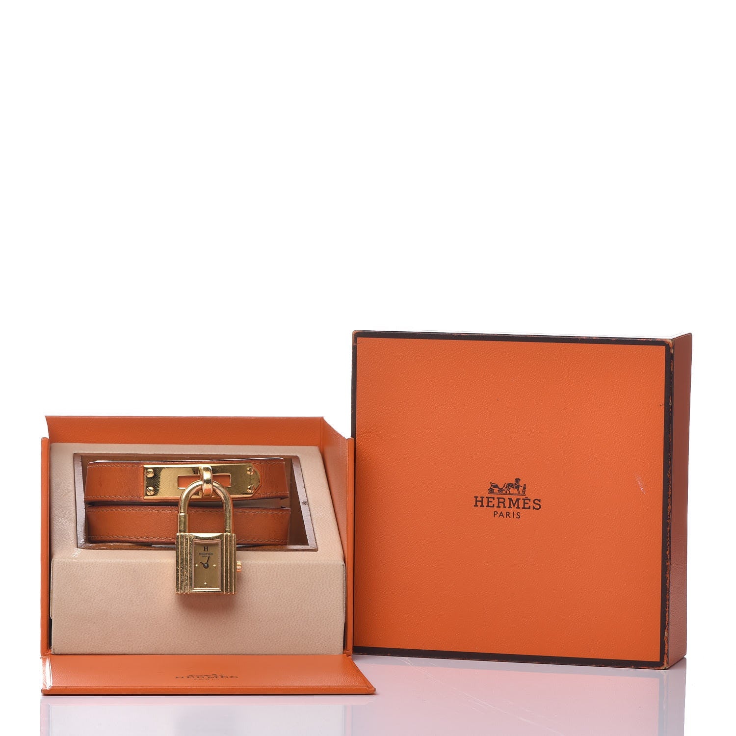 Hermes Stainless Steel Swift 20mm Kelly Cadena Double Tour Quartz Watch Orange 10 of 10