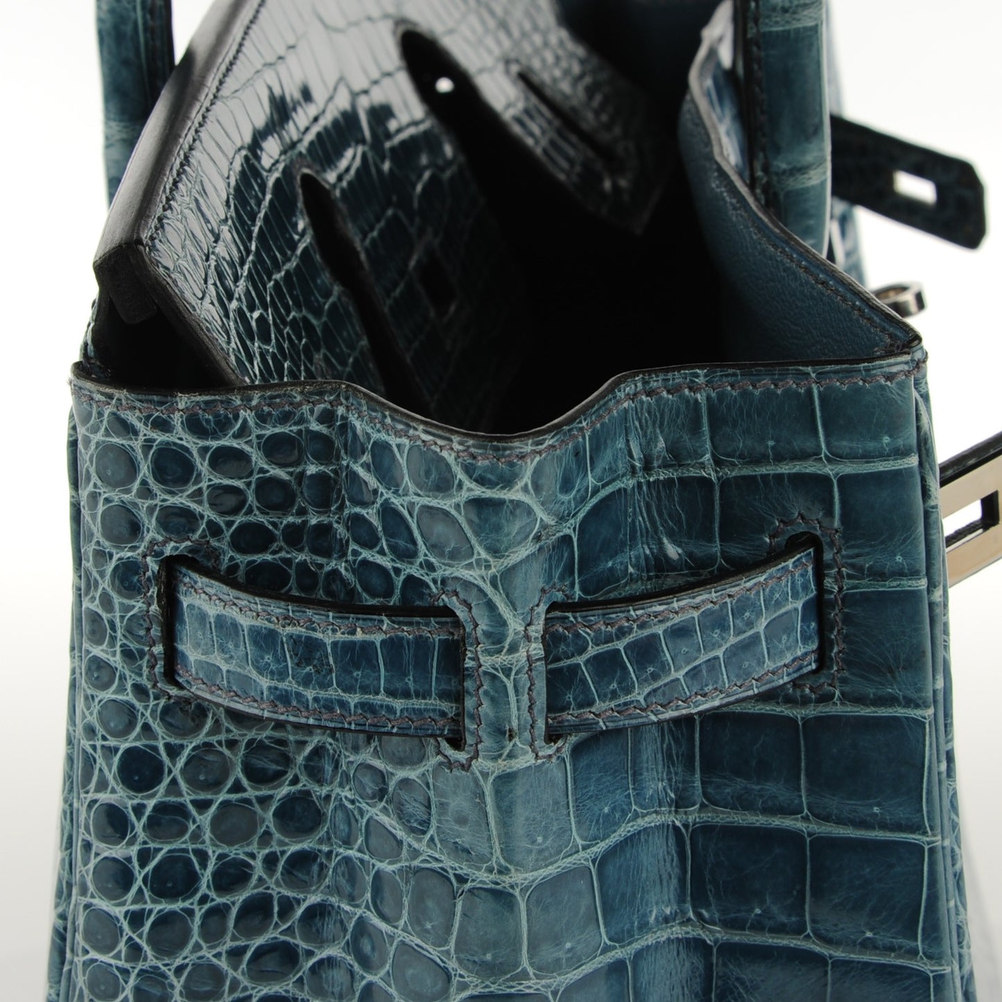 Shiny Porosus Crocodile Birkin 30 Blue Jean