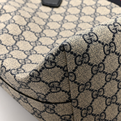 Gucci GG Supreme Monogram Textured Calfskin Web Medium Ophidia Shopping Tote Beige Blue 11 of 13