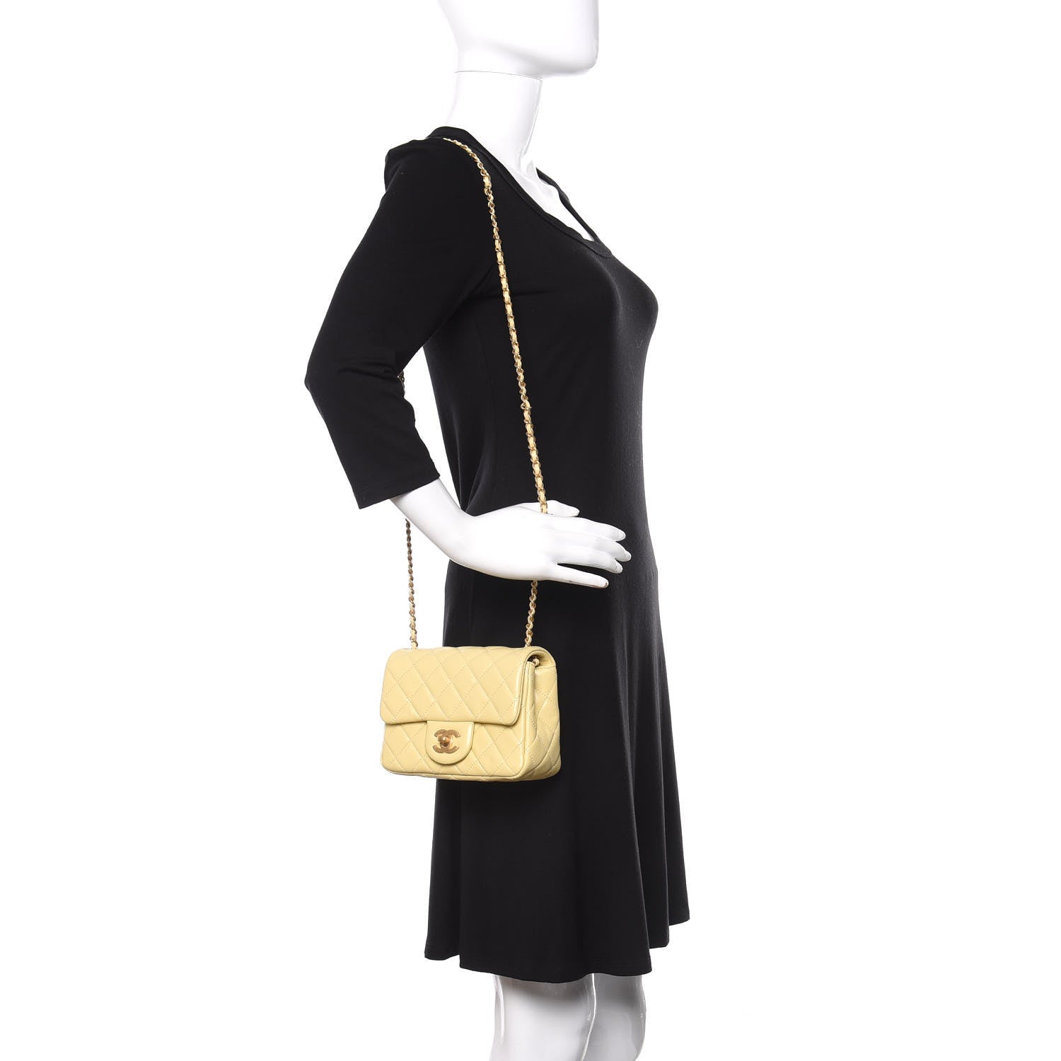 Chanel Lambskin Quilted Mini Pearl Crush Flap Yellow 715778