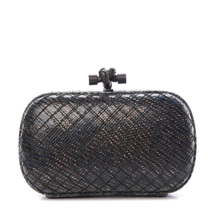 Bottega Veneta Karung Watersnake Intrecciato Knot Clutch Blue 1 of 8