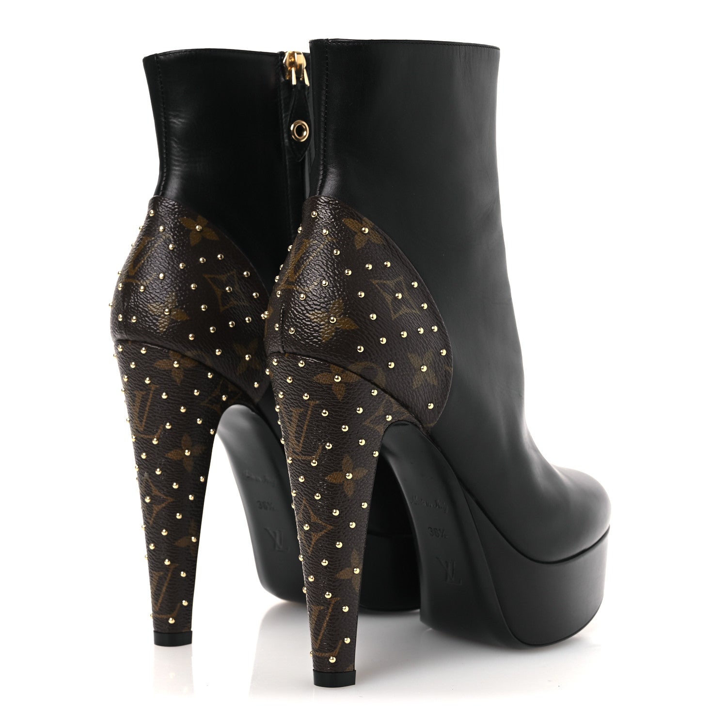 Louis Vuitton Soft Calfskin Monogram Afterglow Platform Ankle Boots 38.5 Black 5 of 12