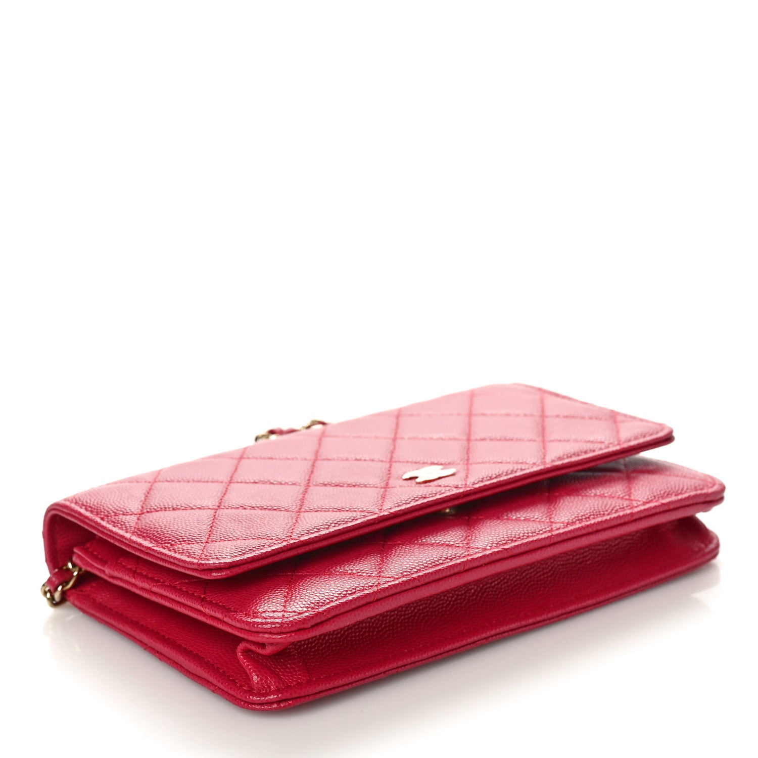 Chanel Caviar Quilted Wallet on Chain WOC Dark Pink 4 of 11