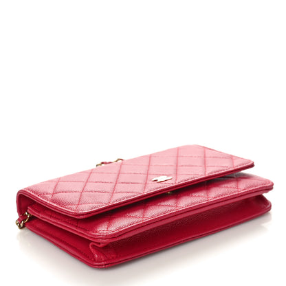 Chanel Caviar Quilted Wallet on Chain WOC Dark Pink 4 of 11