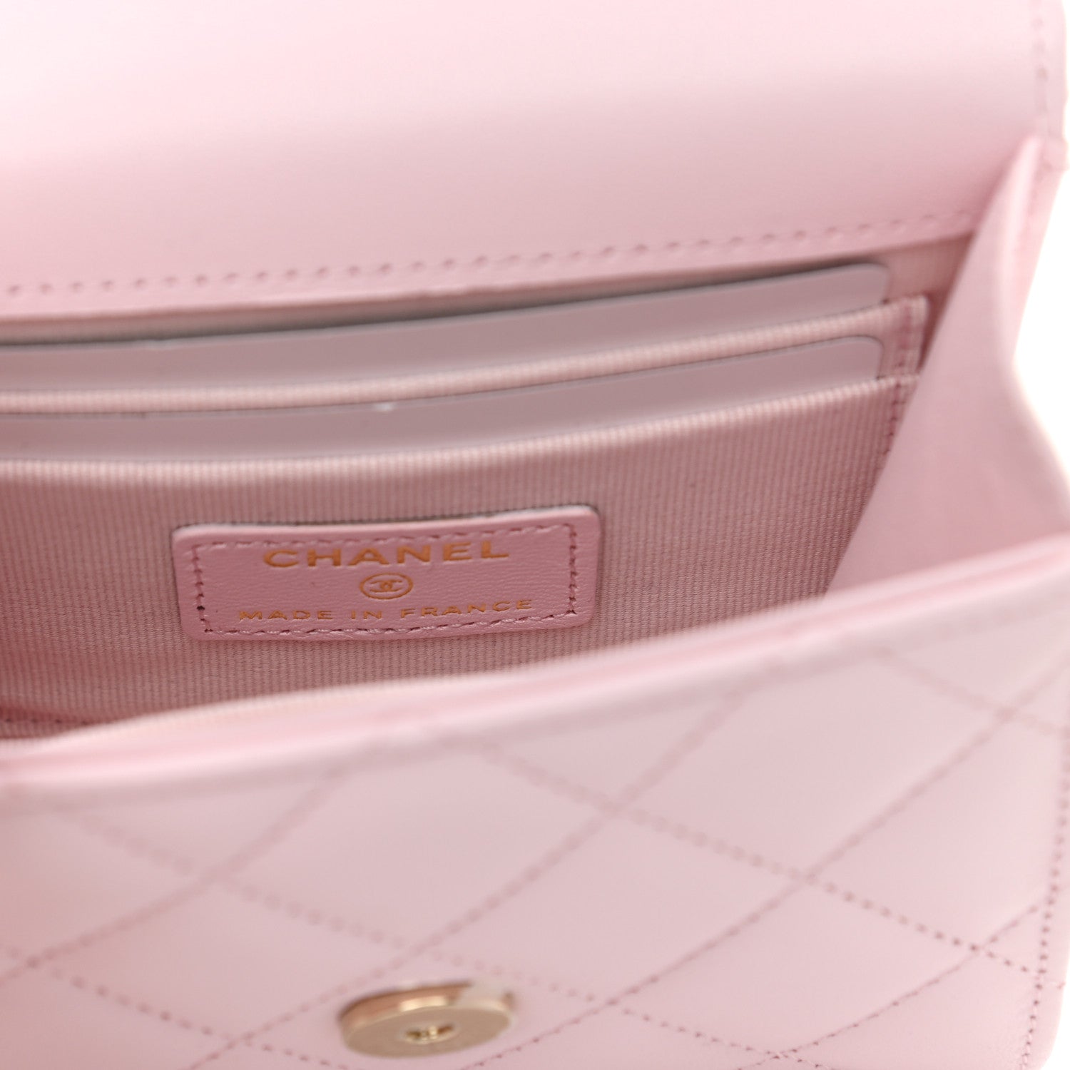 Chanel Lambskin Quilted Top Handle Clutch With Chain Light Pink 6 of 9