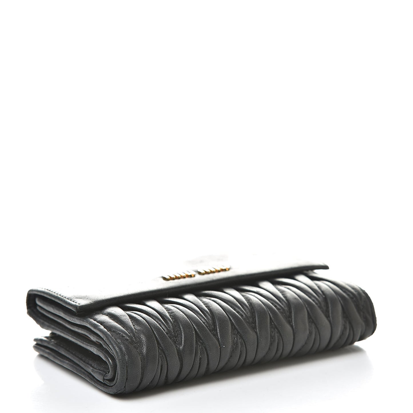 Nappa Matelasse Tri-Fold Flap Wallet Black