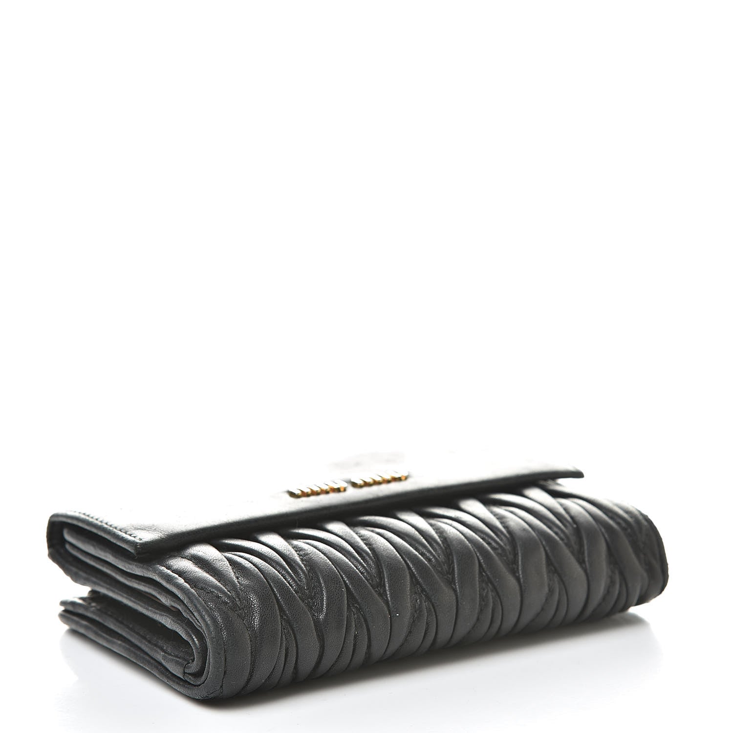 Miu Miu Nappa Matelasse Tri-Fold Flap Wallet Black 4 of 11