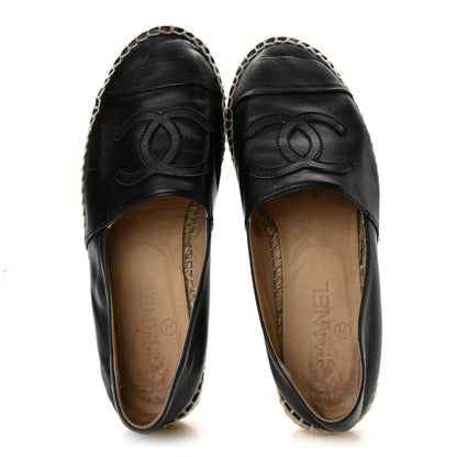 Chanel Lambskin CC Espadrilles 36 Black 2 of 10