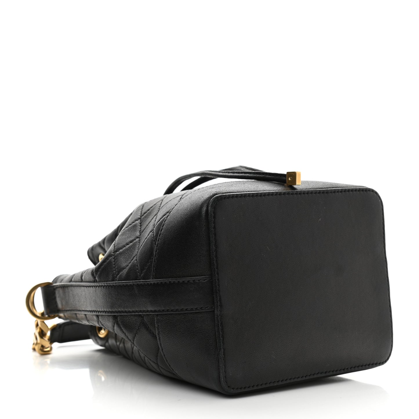 Lambskin Quilted Small Emmanuelle Bucket Bag Black