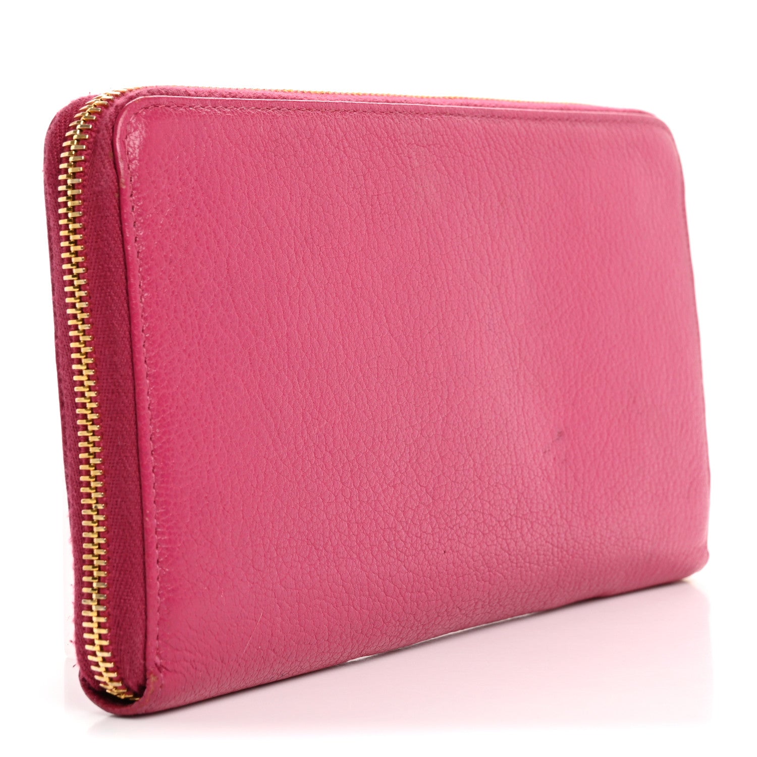 Miu Miu Goatskin Madras Zip Around Wallet Pink 3 of 17