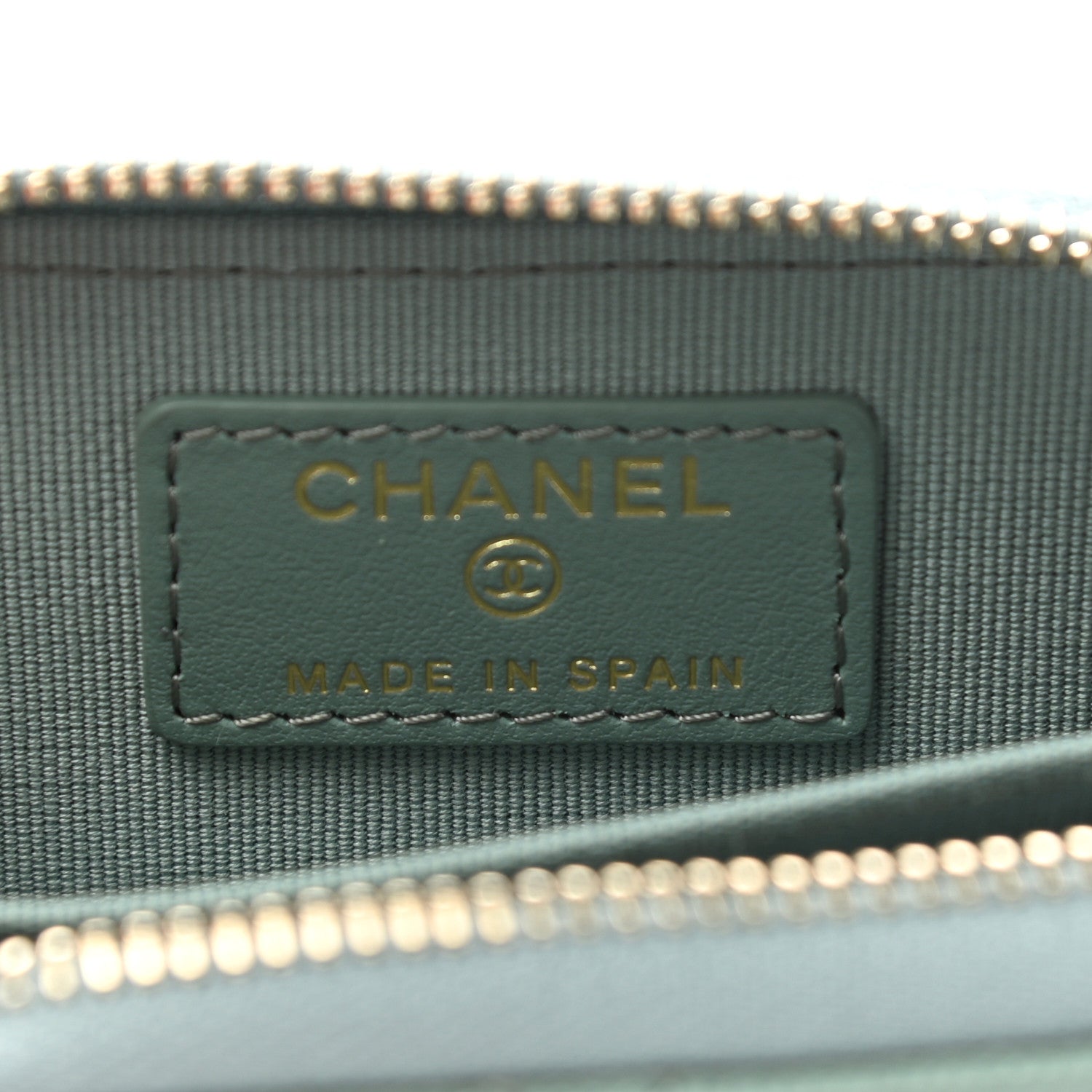 Chanel Caviar Quilted Zip Around Coin Purse Wallet Dark Green 6 of 7