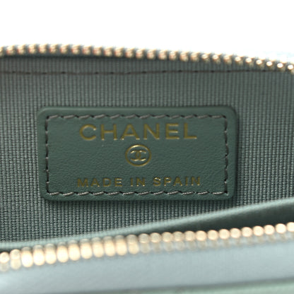 Chanel Caviar Quilted Zip Around Coin Purse Wallet Dark Green 6 of 7