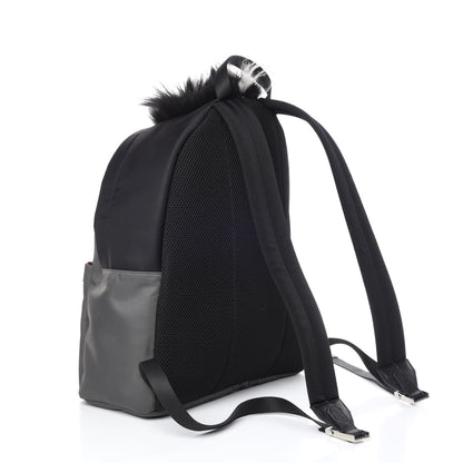 Fendi Nylon Vitello Elite Elaphe Fox Goat Fur Monster Eyes Bi-Color Standard Backpack Mud Black White Yellow 3 of 9