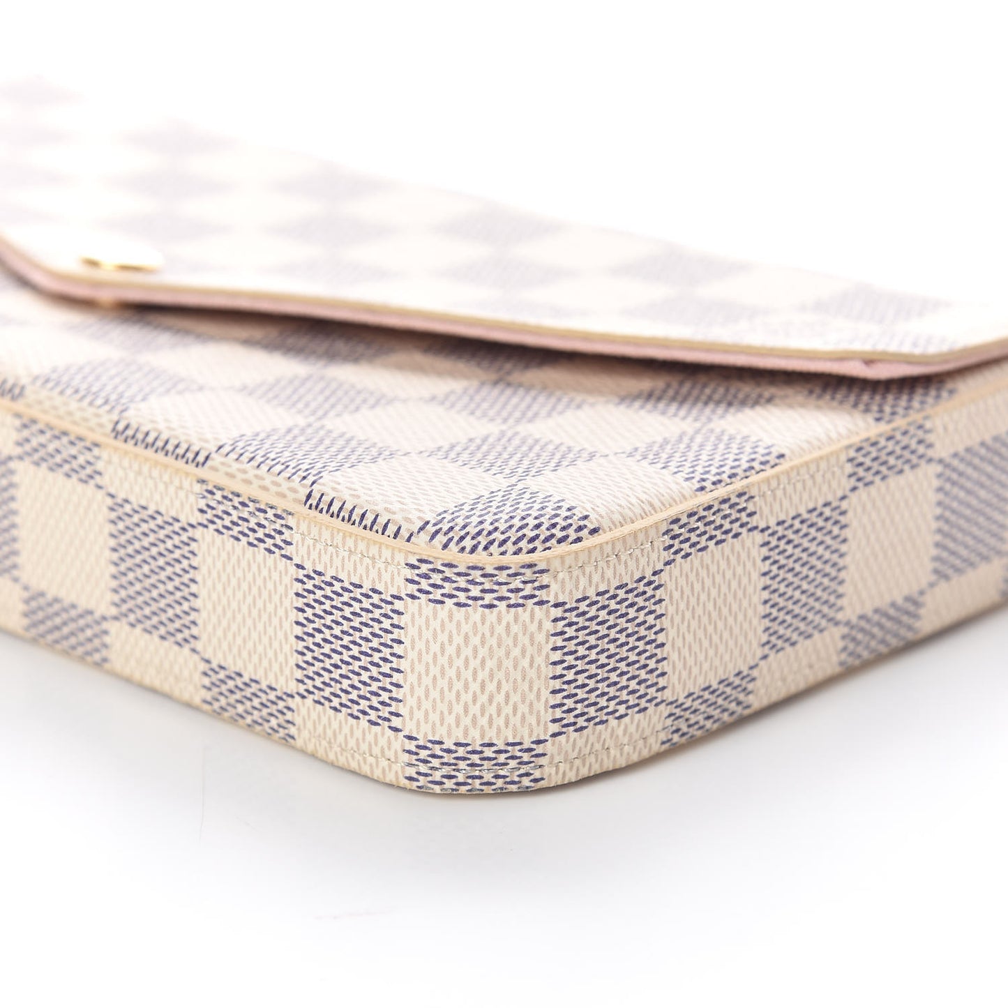 Damier Azur Pochette Felicie Chain Wallet Rose Ballerine