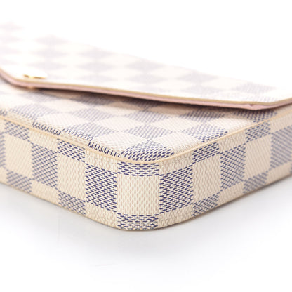 Louis Vuitton Damier Azur Pochette Felicie Chain Wallet Rose Ballerine 11 of 12