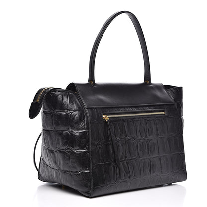 Celine Calfskin Crocodile Embossed Small Belt Bag Black 3 of 15