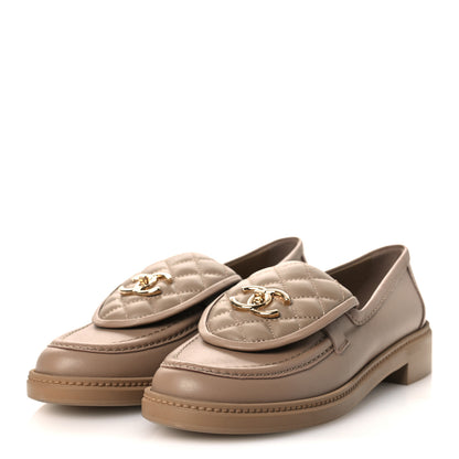 Chanel Lambskin Quilted CC Turnlock Loafers 40 Beige 4 of 10