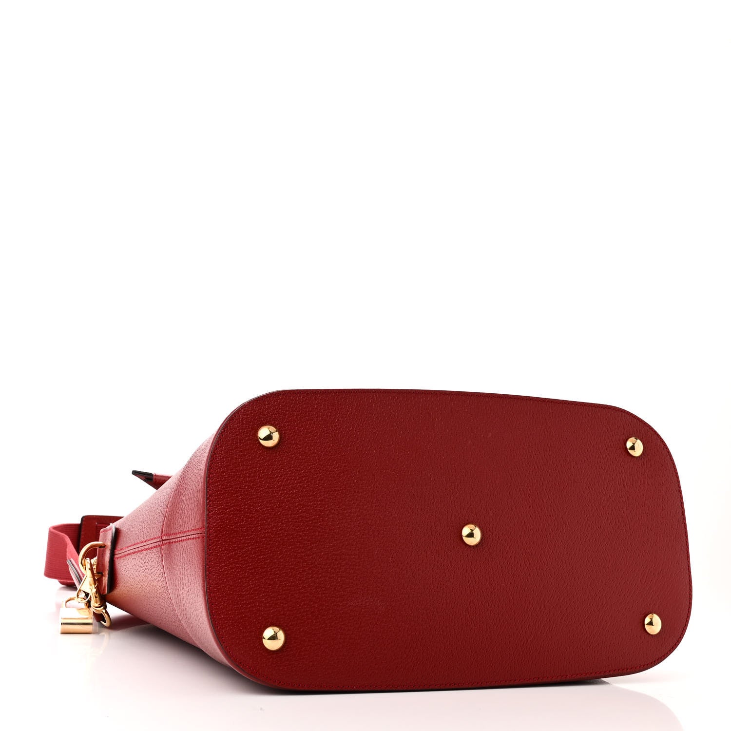 Gucci Textured Dollar Calfskin Web Small Savoy Bowling Tote Red 4 of 10